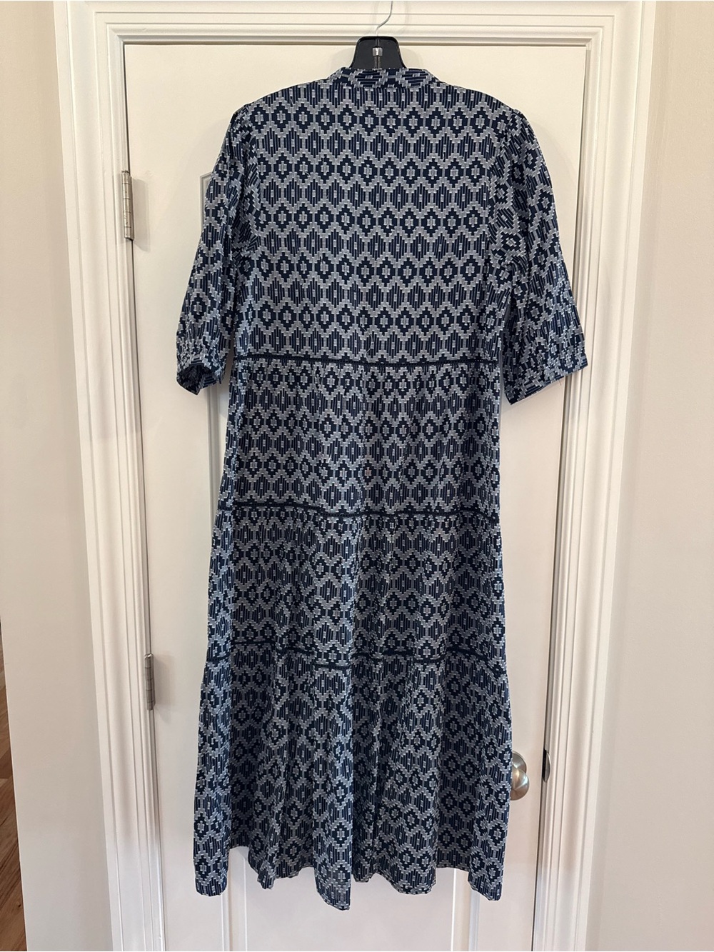 Tecovas Tiered Midi Dress in Navy Geo Print - Picture 6 of 7
